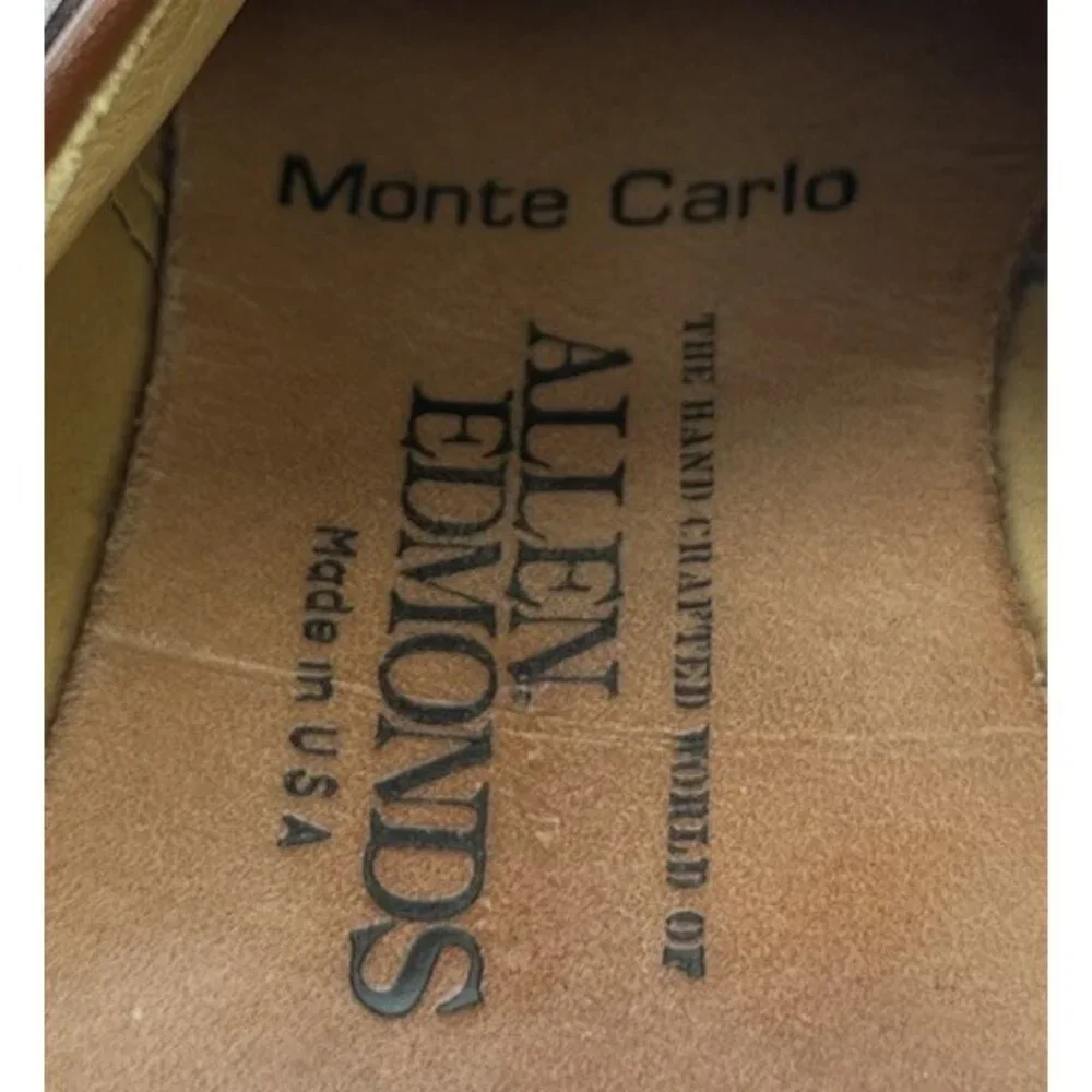 Allen Edmonds Monte Carlo Size 9AA Brown Leather & Snakeskin Derby Dress Shoes